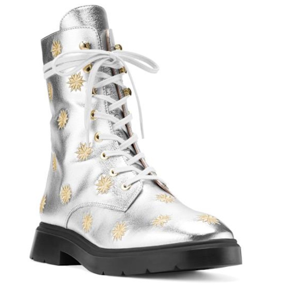Stuart Weitzman McKenzee Bootie Silver Shoes Women's Boots 7